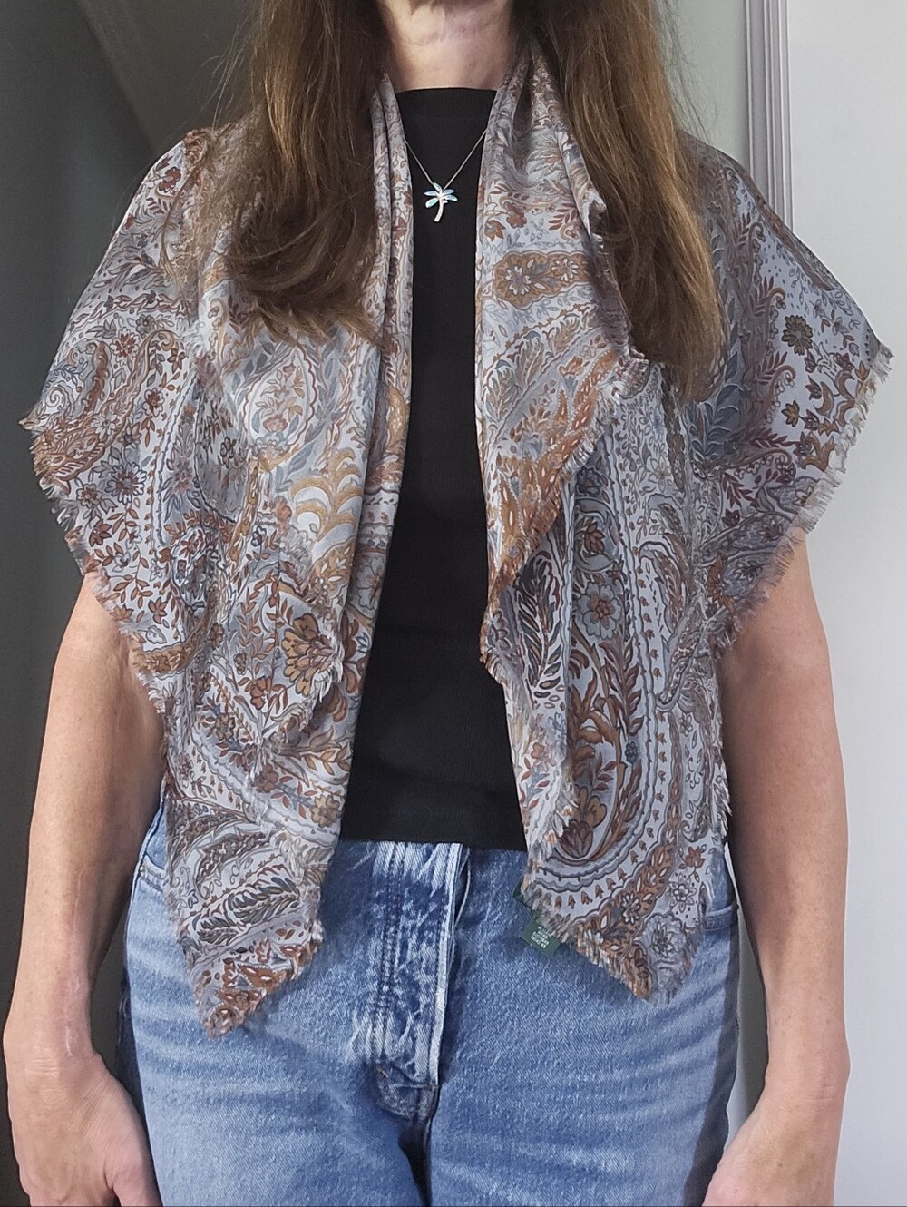 Lauren Ralph Lauren 100% Silk Large Square Paisley Scarf - Picture 2 of 6